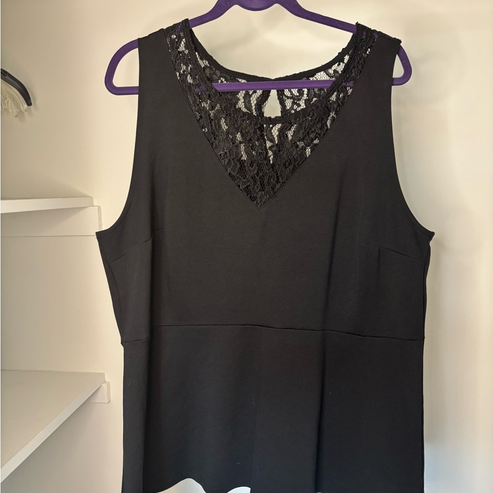 Lane Bryant Black Lace Detail Tank Top